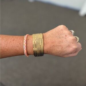 Vintage Honeycomb Heavy Gold Bracelet
